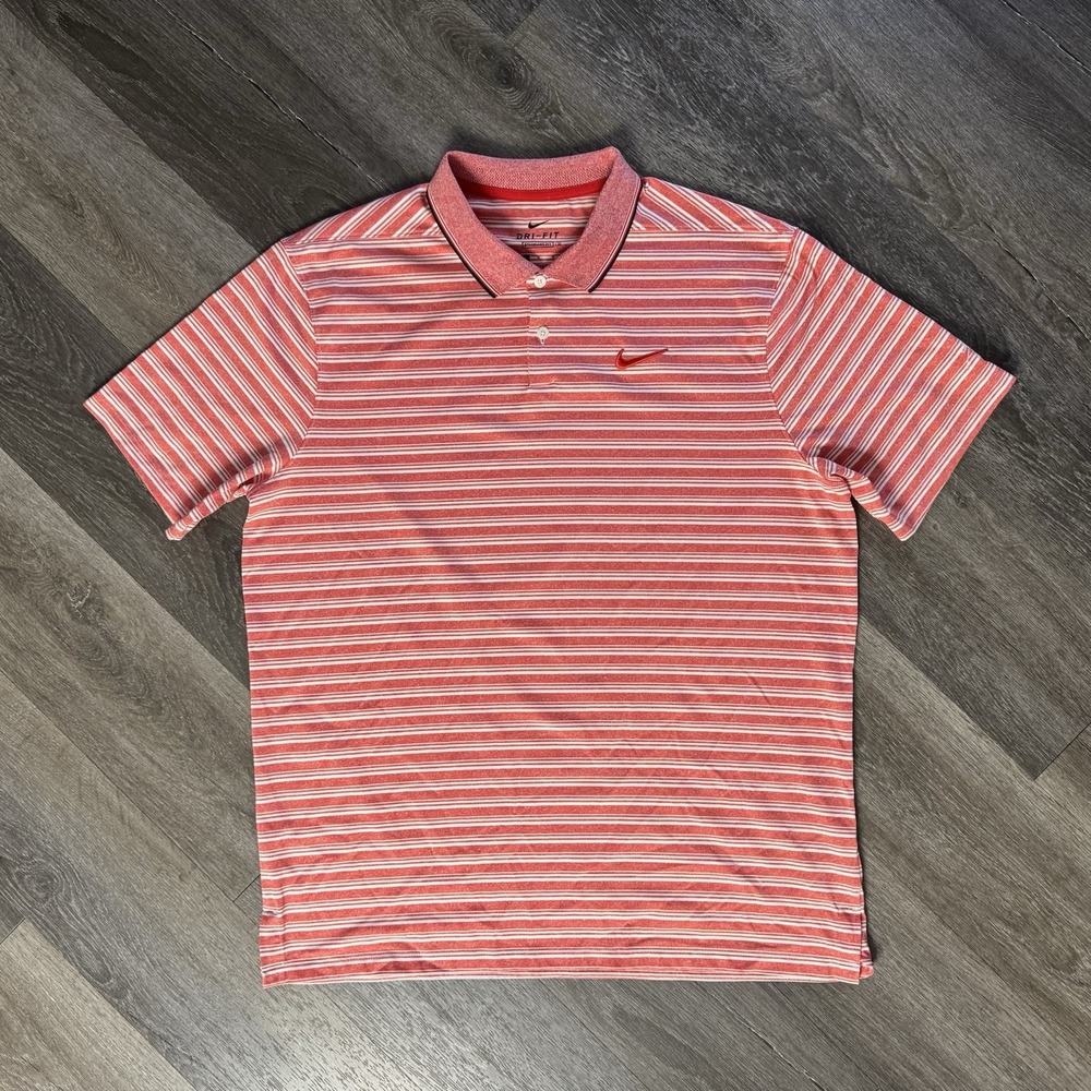 NIKE Breathe Red/White Men's Size XXL Dri-Fit Polo Shirt.